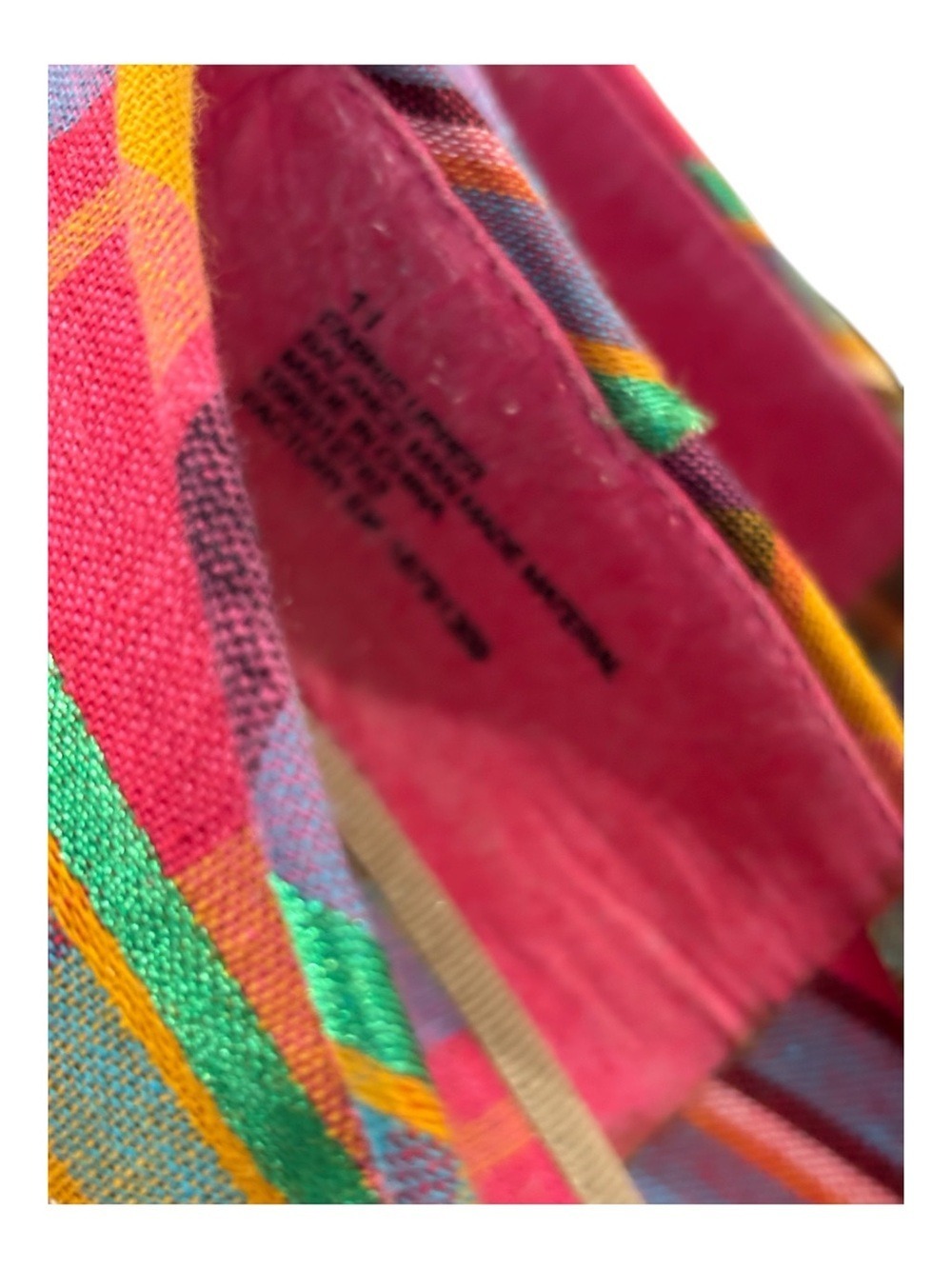 VTG MERONA BRIGHT MADRES PLAID CANVAS ESPADRILLES FLATS COTTAGECORE SZ 11 - Picture 4 of 7